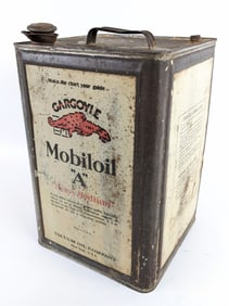 Early Gargoyle Mobiloil "A" 5 Gallon Oil Can w/ Cap