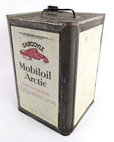 Early Gargoyle Mobiloil Arctic 5 Gallon Oil Can w/ Cap