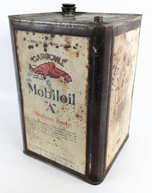 Early Gargoyle Mobiloil "A" 5 Gallon Oil Can w/ Cap