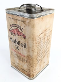 Early Mobiloil Gargoyle "A" 1 Gallon Oil Can w/ Lid
