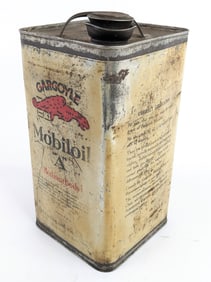 Early Mobiloil "A" Gargoyle 1 Gallon Oil Can w/ Lid