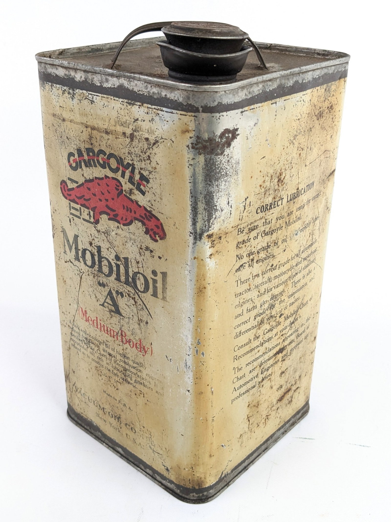 Early Mobiloil "A" Gargoyle 1 Gallon Oil Can w/ Lid (1 of 7)
