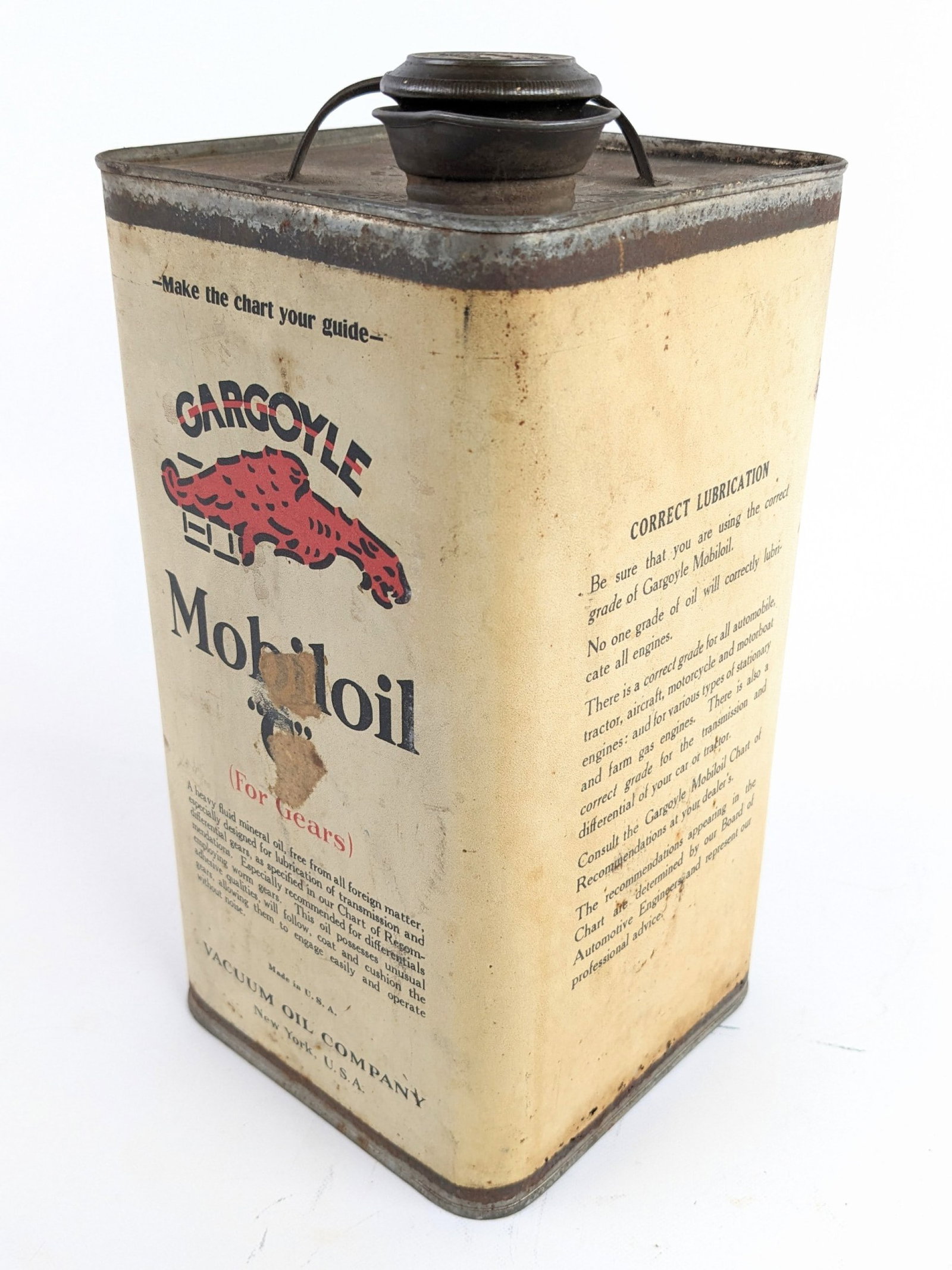 Early Mobiloil "C" Gargoyle 1 Gallon Oil Can w/ Lid (1 of 7)