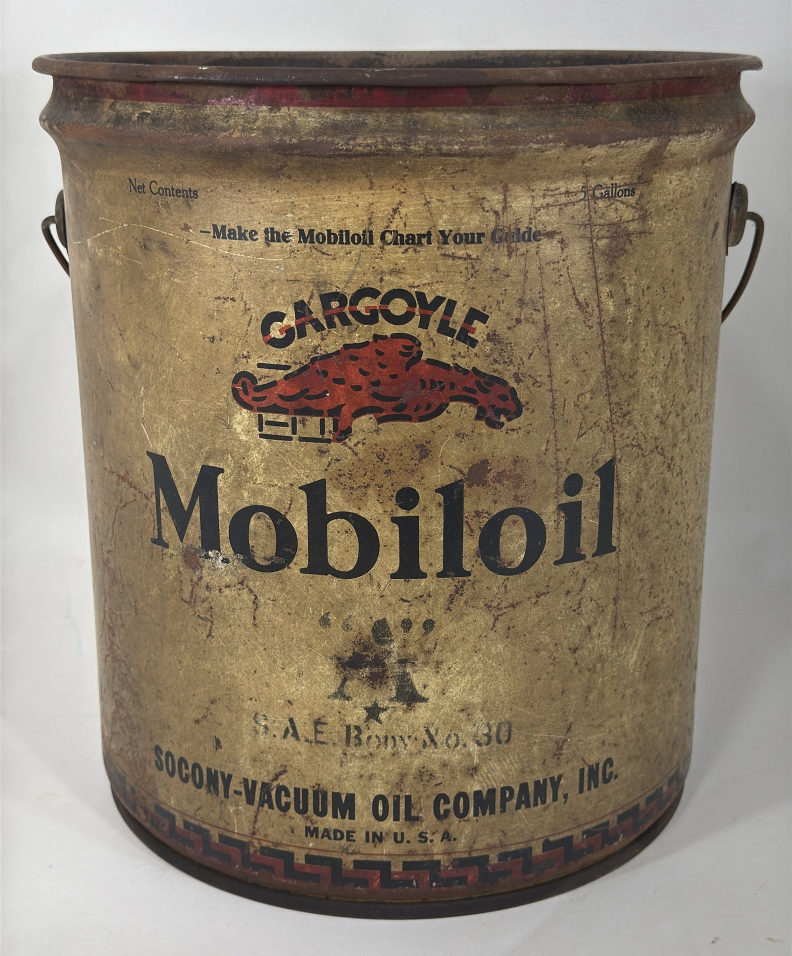 Early Mobiloil "A" Gargoyle 5 Gallon Oil Can (1 of 5)