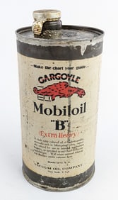 Full Early Gargoyle Mobiloil "B" One Quart Oil Can