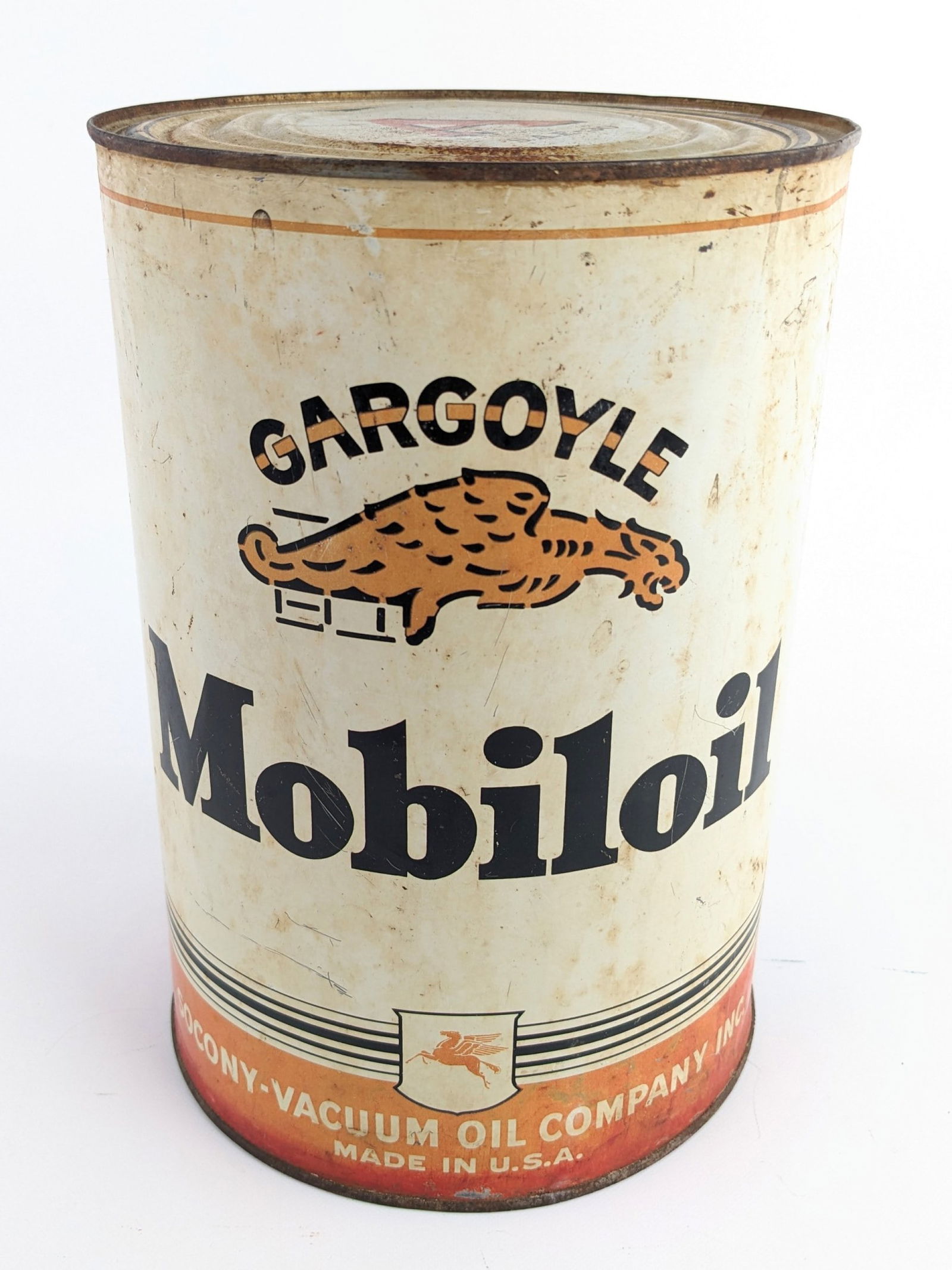Early Gargoyle Mobiloil "A" 5 Quart Oil Can (1 of 6)