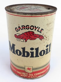 Early Gargoyle Mobiloil "AF" Quart Oil Can w/ Lid