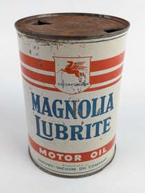 Vintage SOCONY-Vacuum Mobil Magnolia Lubrite Quart Metal Motor Oil Can
