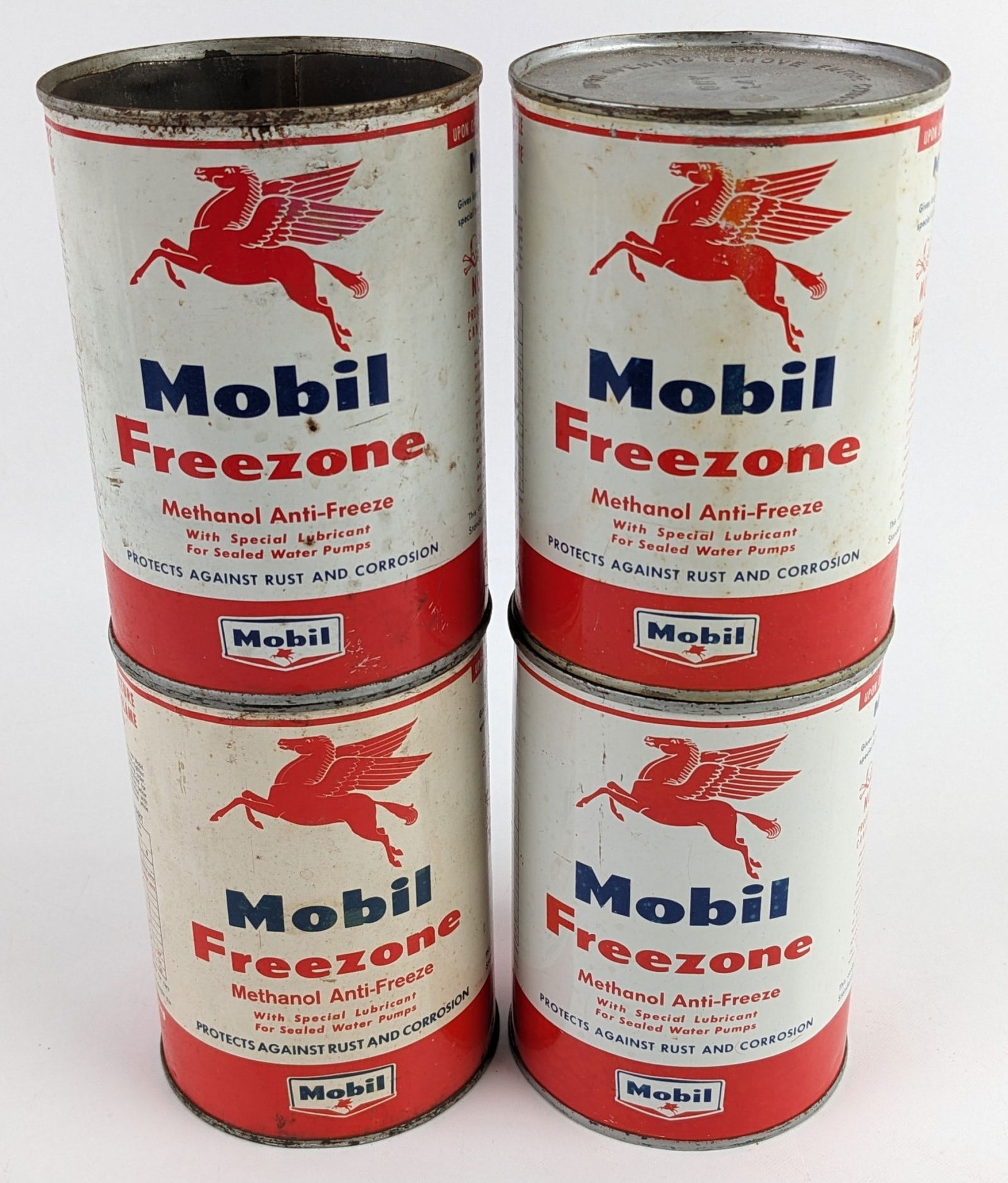 (4) Vintage Mobil Freezone One Quart Metal Anti-Freeze Cans (1 of 8)