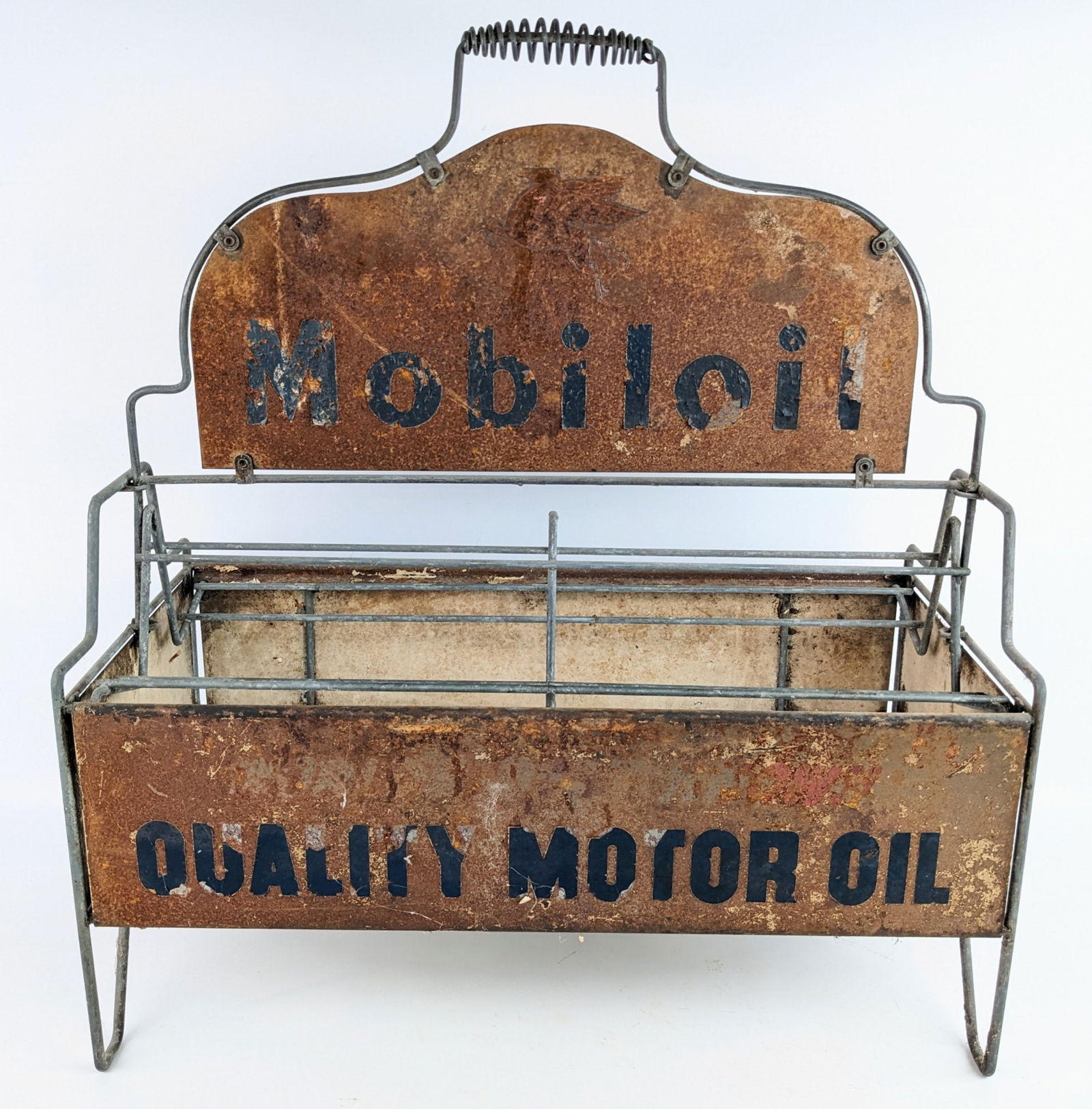 Vintage Mobiloil Service Station Quart Oil Can Display Rack Carrier (1 of 8)