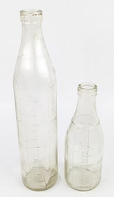2) Early Vacuum Gargoyle Mobiloil Imperial Quart / Pint Glass Oil Bottles