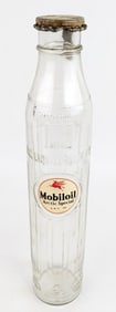 Early Mobiloil Arctic Special SAE 30 Quart Glass Oil Bottle w/ Cap