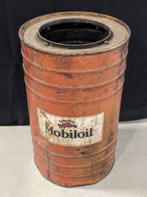 Large Early Gargoyle Mobiloil Barrel Oil Can
