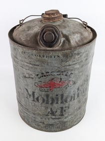 Early Gargoyle Mobiloil "AF" 5 Gallon Galvanized Oil Can