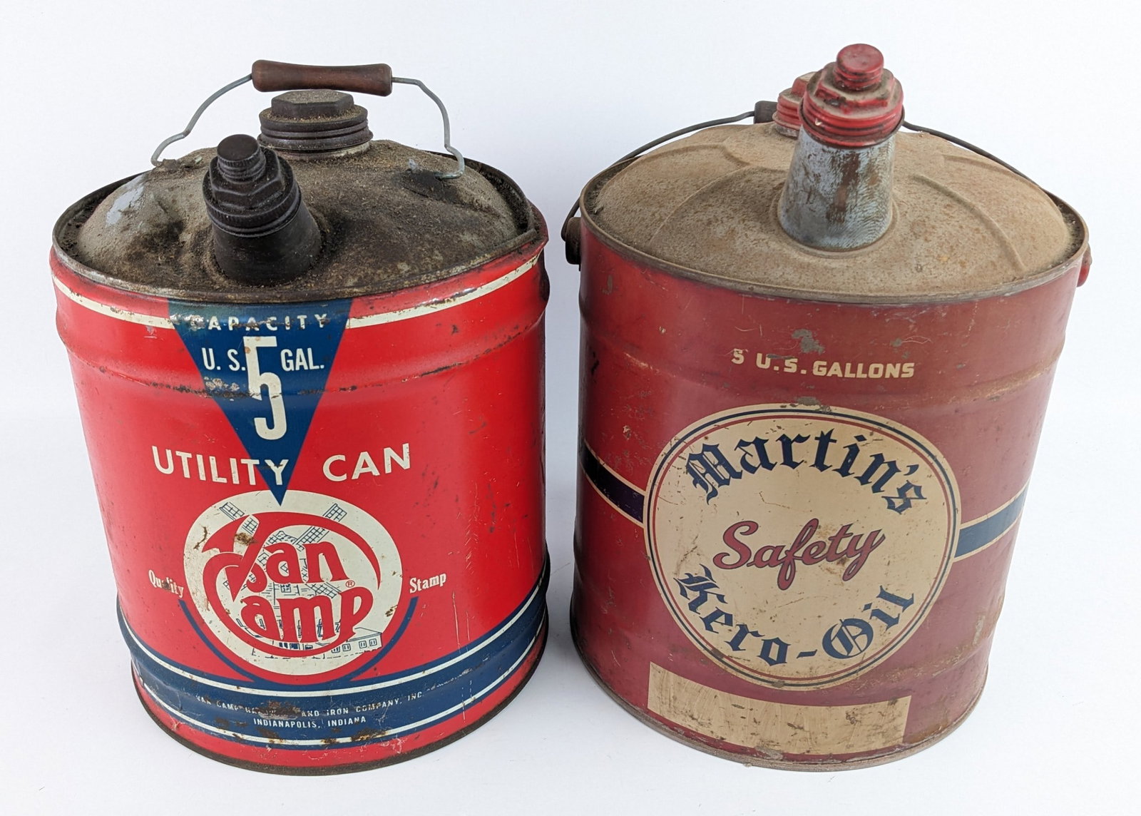 2) Vintage 5 Gallon Oil Cans / Van Camp & Martins (1 of 5)