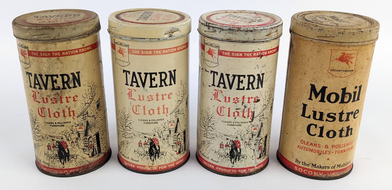 (4) Vintage SOCONY-VACUUM Mobil Lustre Cloth Metal Cans (1 of 12)