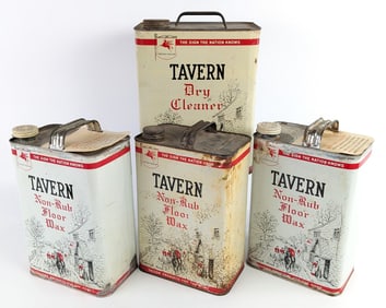 (4) Vintage Mobil Tavern Service Station Cans