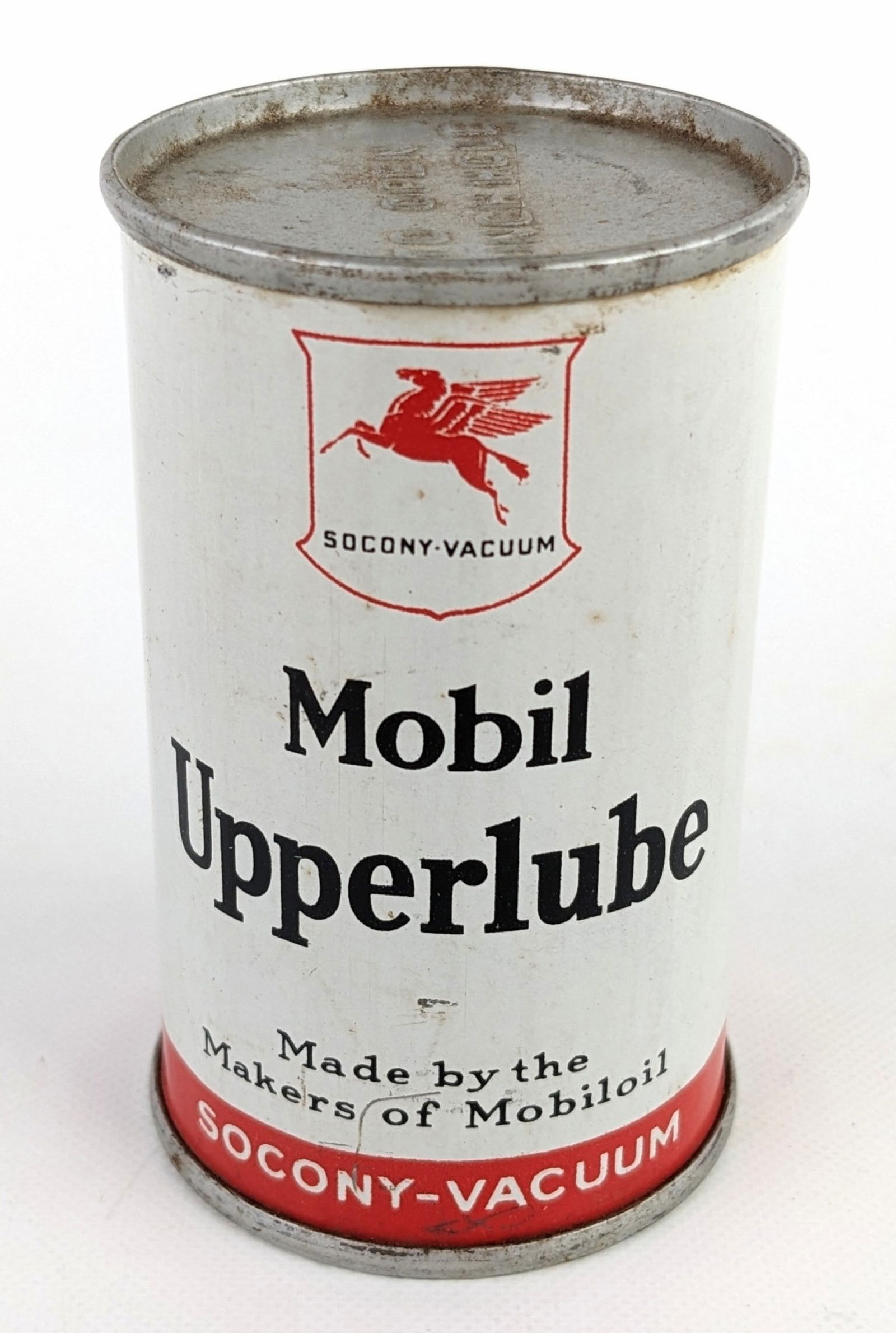 Full Early SOCONY Mobil Upperlube 4oz Metal Can (1 of 6)