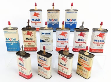 (13) Vintage Mobil 4oz Penetrating Oil Handy Oiler Cans