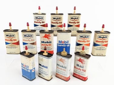 (13) Vintage Mobil Handy Oil Oiler 4oz Cans