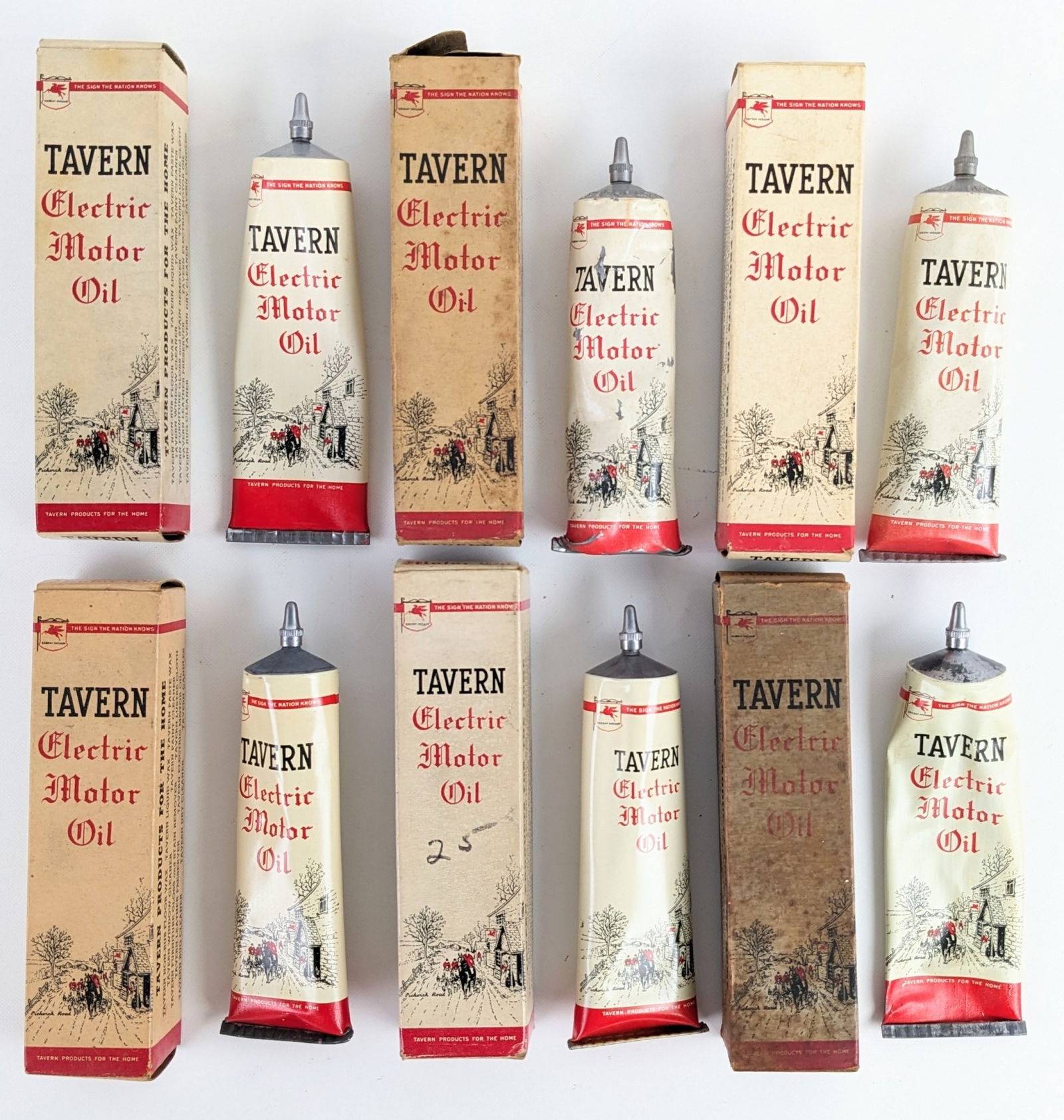 (6) Vintage NOS Mobil Tavern Electric Motor Oil 2-1/2oz Tubes In Boxes (1 of 14)