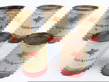 (5) Vintage Mobilgrease One Pound Grease Cans