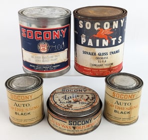 5) Early SOCONY Standard Oil New York Metal Cans