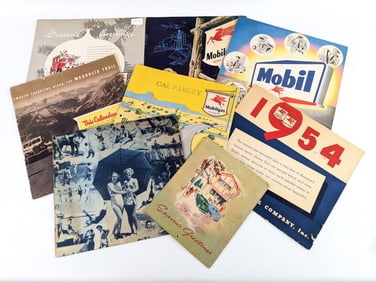 (8) 1930-1950s Mobil Gas Station Promotional Calendars