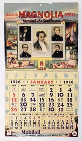1936 Mobil Magnolia Trail Advertising Calendar
