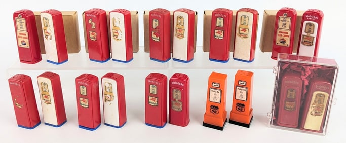 (10) Vintage Gas Station Promotional Gas Pump Salt & Pepper Shake Sets / Mobil / Standard Oil & Phil