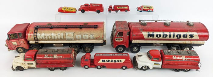 Lot Of Vintage Mobil Service Station Toy Tanker Trucks
