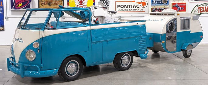 1964 Volkswagen Transporter Truck with Custom Matching Camper Trailer
