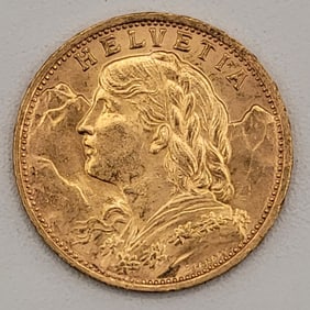1927B Switzerland 20 Francs Gold Coin