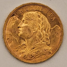 1927B Switzerland 20 Francs Gold Coin