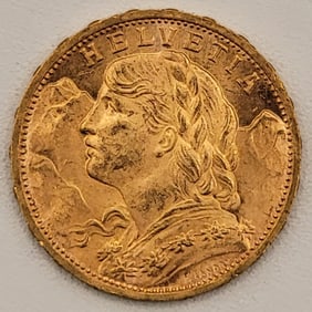1927B Switzerland 20 Francs Gold Coin