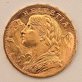 1980B Switzerland 20 Francs Gold Coin