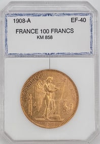 1908-A France 100 Francs Gold Coin PCI EF-40