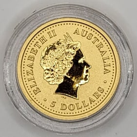 2006 Australia Year Of The Dog 1/20th Ounce .9999 Fine Gold 5 Dollar Coin