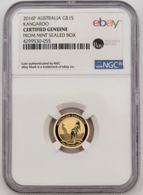 2016 P Australian Kangaroo 1/10th Ounce .9999 Fine Gold 15 Dollar Coin NGC Certified Genuine