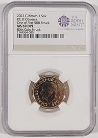 2022 British Gold Memorial Sovereign NGC MS69 DPL (First 500 Struck, King Charles Obverse)