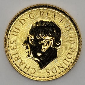 2023 British 10 Pound Britannia 1/10th Troy Ounce Gold Coin (King Charles III Obverse)