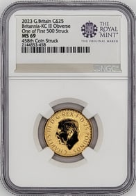 2023 British 25 Pound Britannia Gold Coin NGC MS 69 (First 500 Struck, King Charles III Obverse)