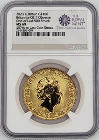 2023 British 100 Pound Britannia Gold Coin NGC MS 69 (Last 500 Struck, Queen Elizabeth II Obverse)