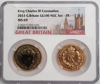 2023 Great Britain King Charles III Coronation Gold 2-Coin Set NGC MS 69 (2 Ounces .999 Fine Gold)