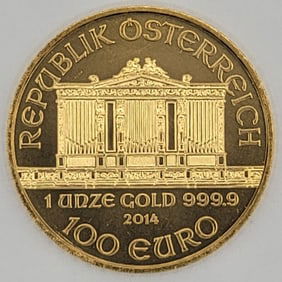 2014 Austria 100 Euro Vienna Philharmonic 1 Ounce .9999 Gold Coin