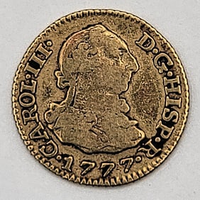1777 PJ Spain 1/2 Escudo Gold Coin