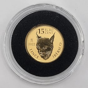 2022 Spain 15 Euro Cents Iberian Lynx 1/10 Ounce Gold Coin
