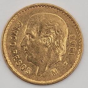 1906 Mexico Cinco (5) Peso Gold Coin