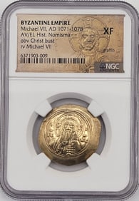 AD 1071-1078 Byzantine Empire Michael VII AV/EL Hist. Nomisma Gold Coin NGC XF