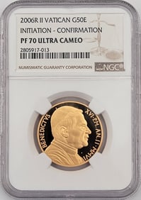 2006 R II Vatican 50 Euro Initiation-Confirmation Gold Proof Coin NGC PF 70 Ultra Cameo